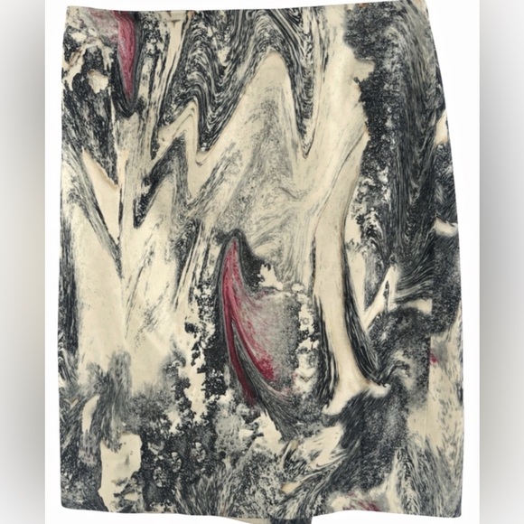 Rachel Roy Sz 6 Women’s Pencil Skirt Back Zip Career Officewear Black Cream Red - Picture 2 of 6